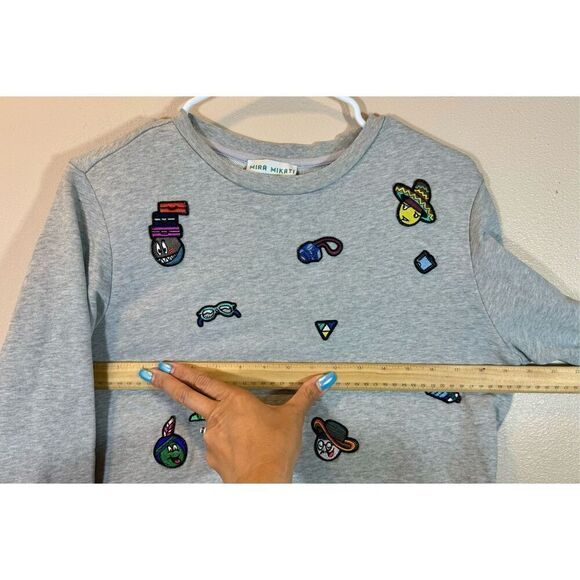 Mira Mikati My Lala Land Limited Cotton Crewneck Patched Pullover Sweater 6US - Picture 9 of 10
